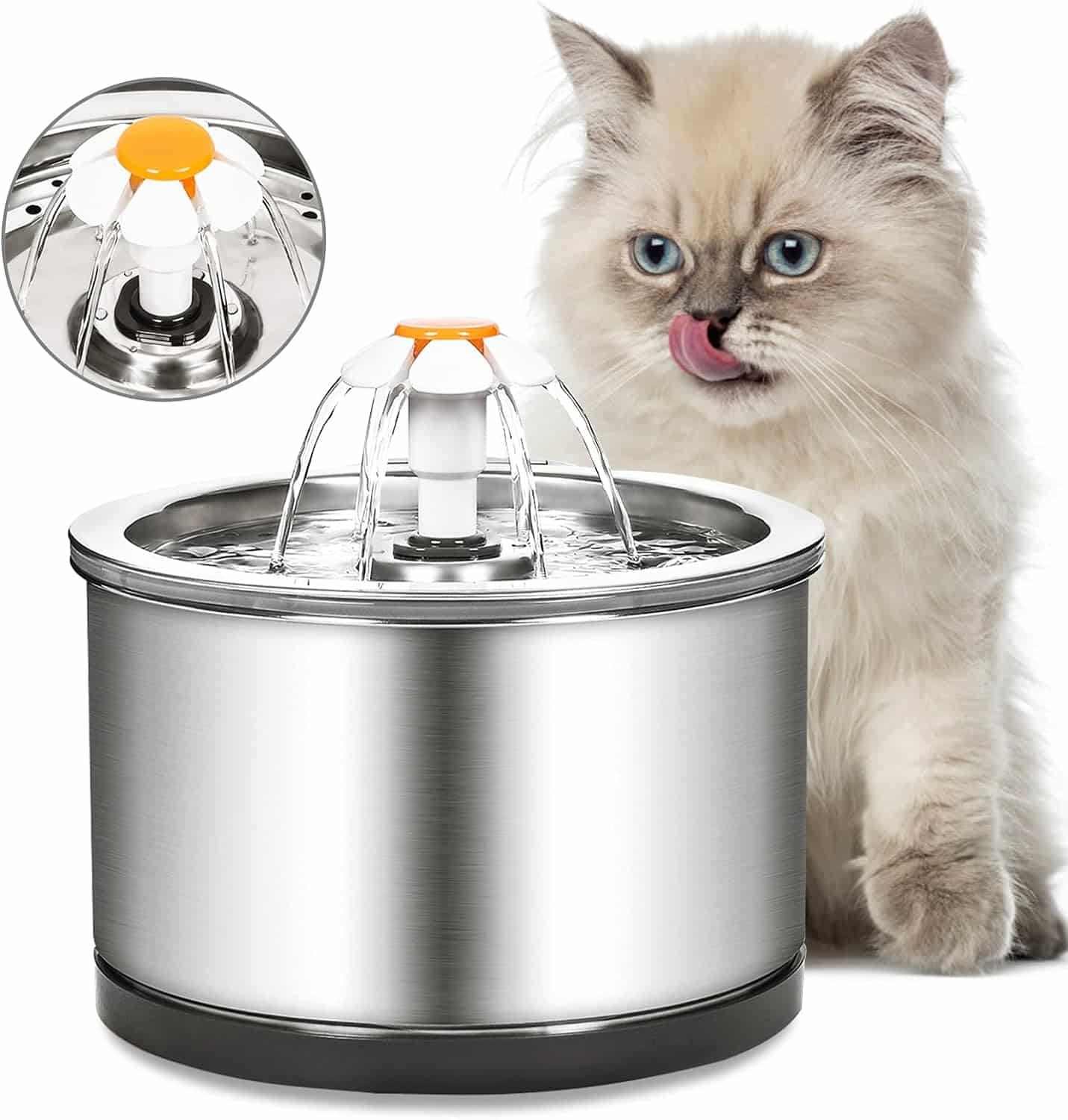 Fuente para Gatos Diealles Shine: Bebedero Silencioso de Acero Inoxidable
