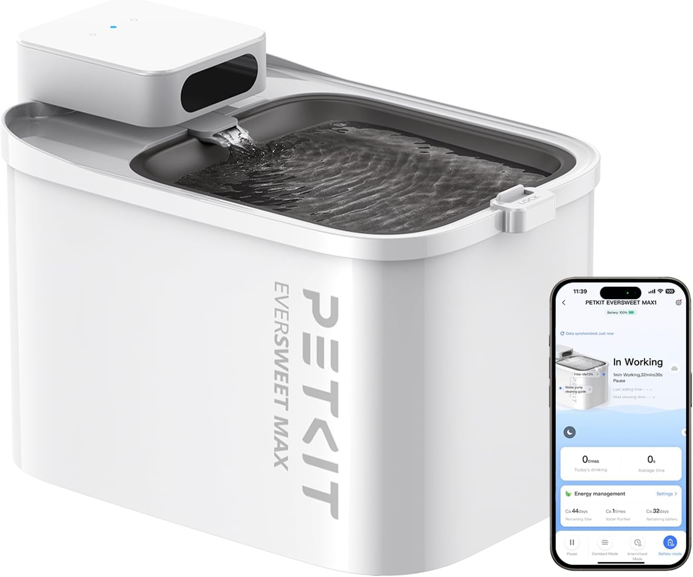 "Descubre la PETKIT EVERSWEET MAX, una fuente inalámbrica para gatos con control por app, batería de larga duración y sistema de filtración avanzado. Ideal para hogares con múltiples mascotas."
